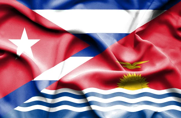Kiribati ve Küba bayrağı sallayarak — Stok fotoğraf