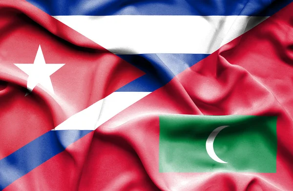 Bandera ondeante de Maldivas y Cuba — Foto de Stock