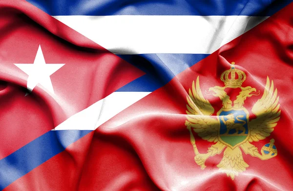Bandiera sventolante di Montenegro e Cuba — Foto Stock