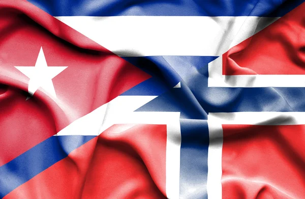 Drapeau de la Norvège et de Cuba — Photo