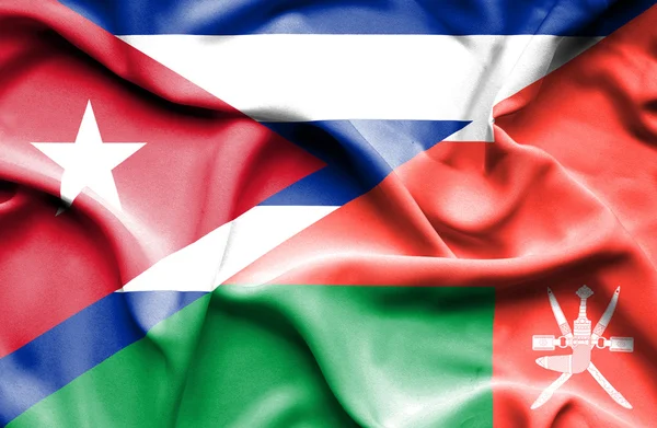 Drapeau flottant d'Oman et Cuba — Photo