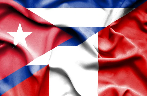 Waving flag of Peru and Cuba — Stock Photo, Image