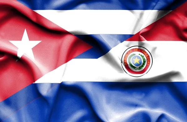 Viftande flagga Paraguay och Kuba — Stockfoto