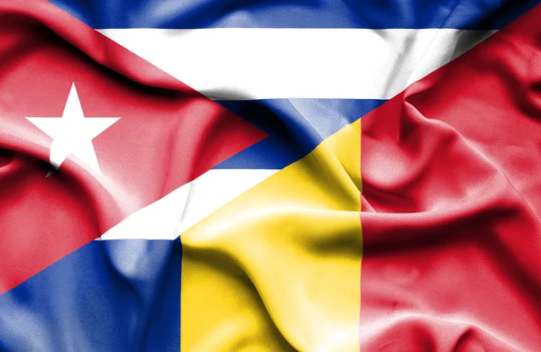 Machać flaga Rumunii i Kuba — Zdjęcie stockowe