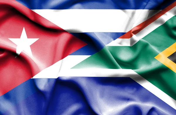 Bandera ondeante de Sudáfrica y Cuba —  Fotos de Stock