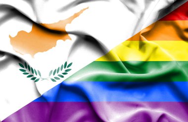 Lgbt ve Kıbrıs bayrağı sallayarak