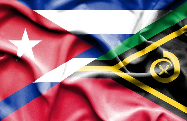 Bandera ondeante de Vanuatu y Cuba —  Fotos de Stock