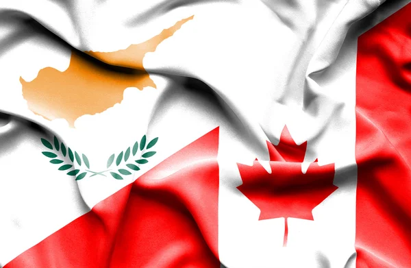 Waving flag of Canada and Cyprus — Stock Photo, Image