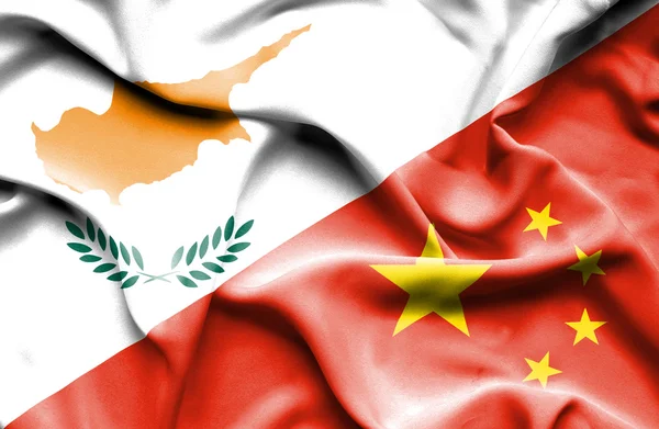 Waving flag of China and Cyprus — Stock Photo, Image