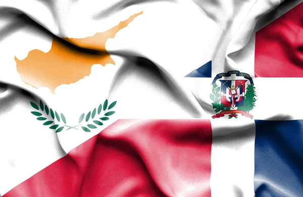 Waving flag of Dominican Republic and Cyprus — Stock Photo, Image