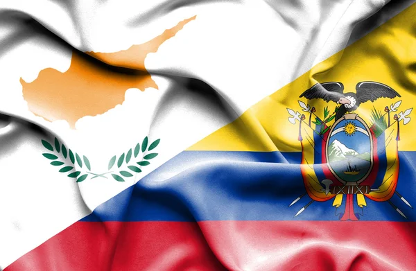 Ecuador och Cypern viftande flagga — Stockfoto