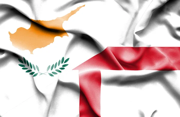 Waving flag of England and Cyprus — Stock Photo, Image