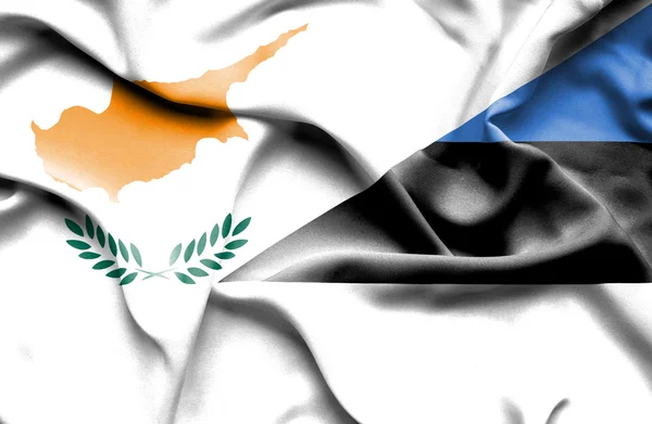 Waving flag of Estonia and Cyprus — Stock Photo, Image