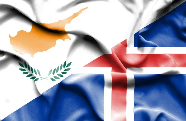 冰岛和塞浦路斯那飘扬的旗帜 — 图库照片