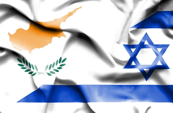 Waving flag of Israel and Cyprus — Stock Photo, Image