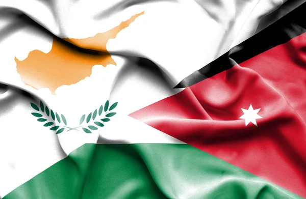 Flagge von Jordanien und Zypern schwenken — Stockfoto