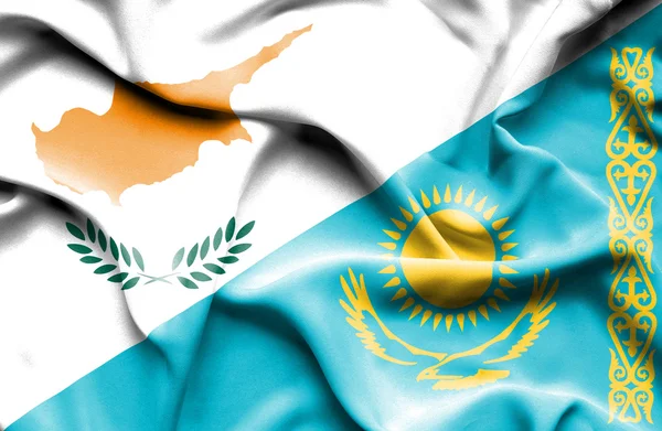 Waving flag of Kazakhstan and Cyprus