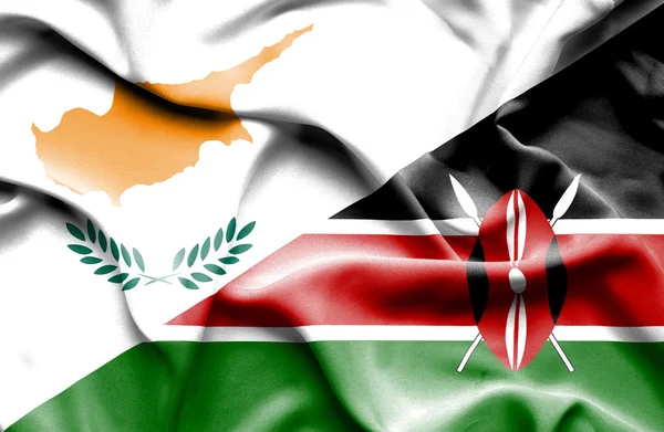 Waving flag of Kenya and Cyprus — Stock Photo, Image