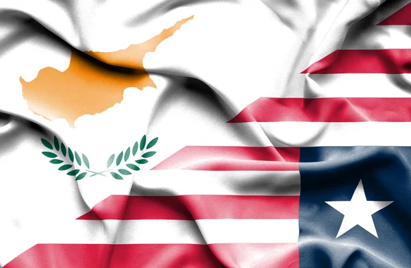Machać flaga Liberii i Cypr — Zdjęcie stockowe
