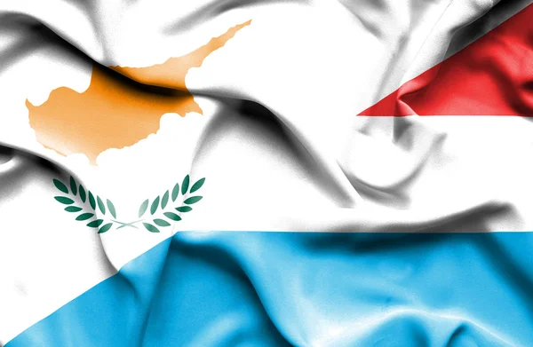 Waving flag of Luxembourg and Cyprus — Stock Photo, Image