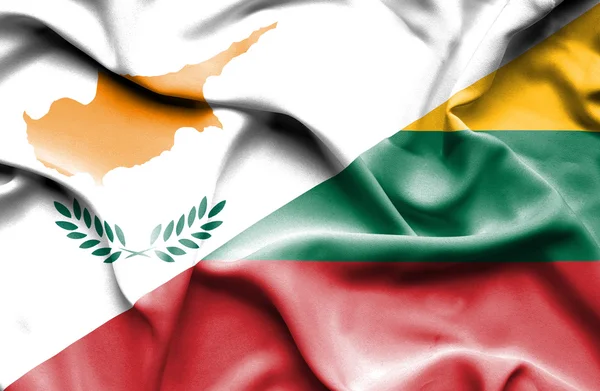 Waving flag of Lithuania and Cyprus — Stock Photo, Image