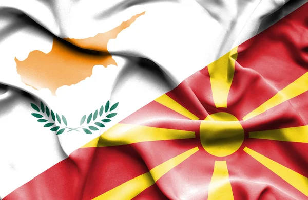 Waving flag of Macedonia and Cyprus — Stock Photo, Image