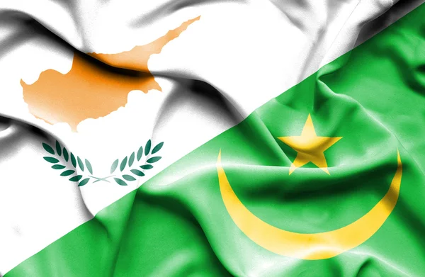 Waving flag of Mauritania and Cyprus — Stock Photo, Image