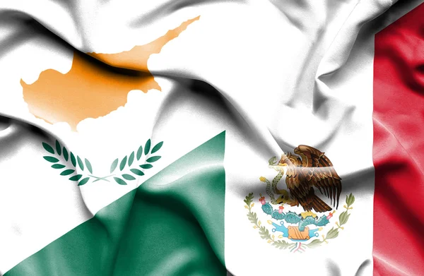 Waving flag of Mexico and Cyprus — Stock Photo, Image