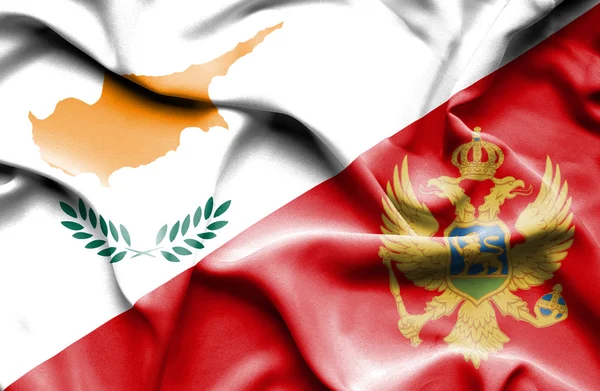 Waving flag of Montenegro and Cyprus — Stock Photo, Image