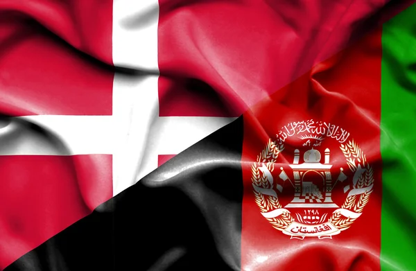 Afghanistan och Danmark viftande flagga — Stockfoto