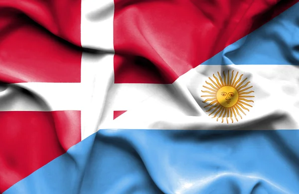 Bandera ondeante de Argentina y Dinamarca —  Fotos de Stock