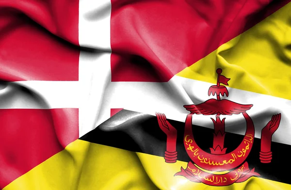 Bandeira de Brunei e Dinamarca — Fotografia de Stock