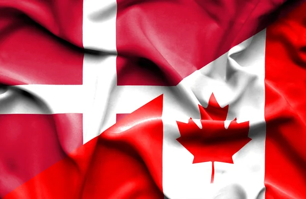 Viftande flagga Kanada och Danmark — Stockfoto