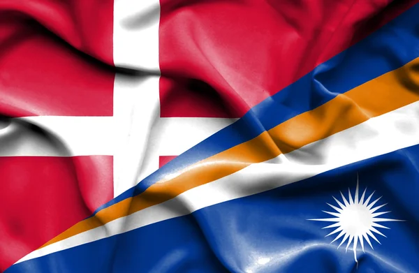 Bandeira das Ilhas Marshall e Dinamarca — Fotografia de Stock