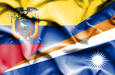 Marshall Adaları ve Ekvador bayrağı sallayarak