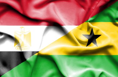 Sao Tome ve Principe ve Mısır bayrağı sallayarak