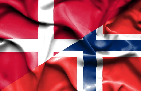 Bandera ondeante de Noruega y Dinamarca —  Fotos de Stock