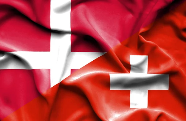 Drapeau de la Suisse et du Danemark — Photo