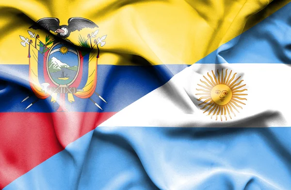 Bandera ondeante de Argentina y Ecuador — Foto de Stock