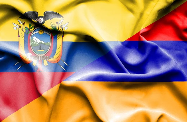 Ermenistan ve Ekvador bayrağı sallayarak — Stok fotoğraf