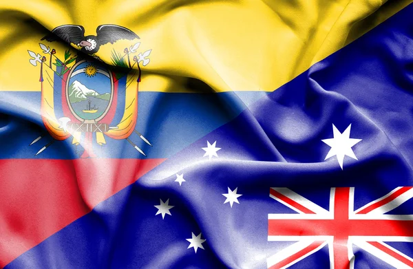 Avustralya ve Ekvador bayrağı sallayarak — Stok fotoğraf