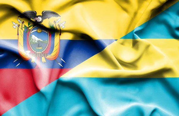 Waving flag of Bahamas and Ecuador — Stock Photo, Image