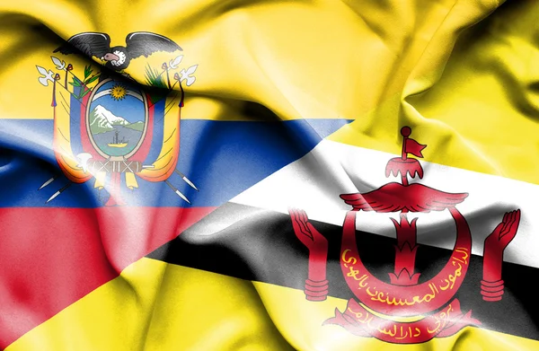 Viftande flagga Brunei och Ecuador — Stockfoto