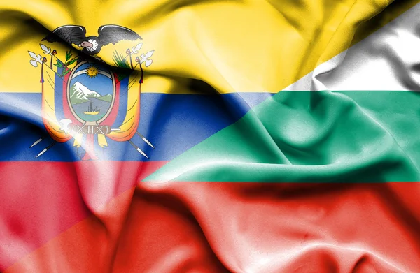 Bulgaristan ve Ekvador bayrağı sallayarak — Stok fotoğraf