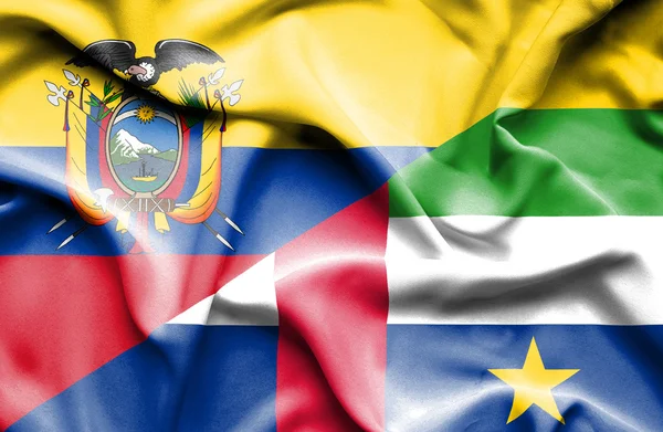 Waving flag of Central African Republic and Ecuador — Stock Photo, Image
