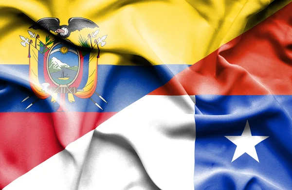 Waving flag of Chile and Ecuador — Stock Photo, Image