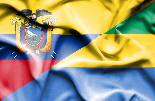 Waving flag of Gabon and Ecuador — Stock Photo, Image