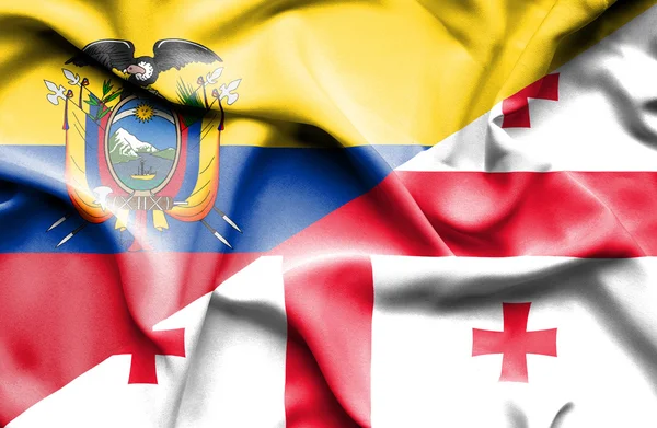 Gürcistan ve Ekvador dalgalanan bayrak — Stok fotoğraf