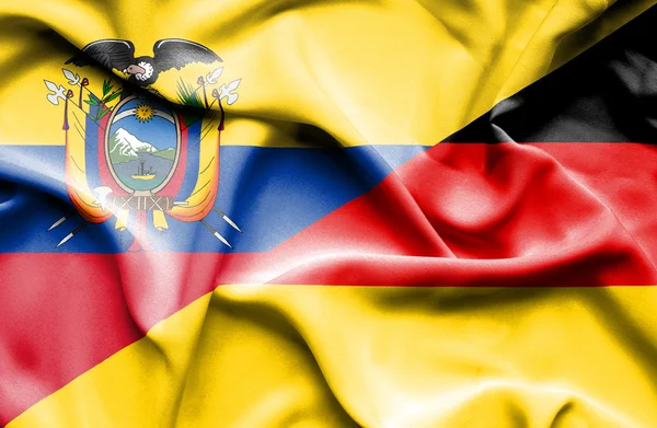 Waving flag of Germany and Ecuador — Stock Photo, Image
