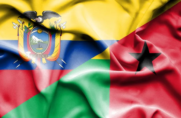 Κουνώντας τη σημαία της Γουϊνέας-Μπισάου και το Εκουαδόρ — Φωτογραφία Αρχείου